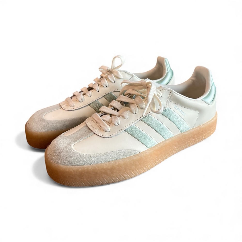 Adidas NWOB Samba Off White Linen Green Gum Sole Sneakers Women’s Size 10 Sambae
